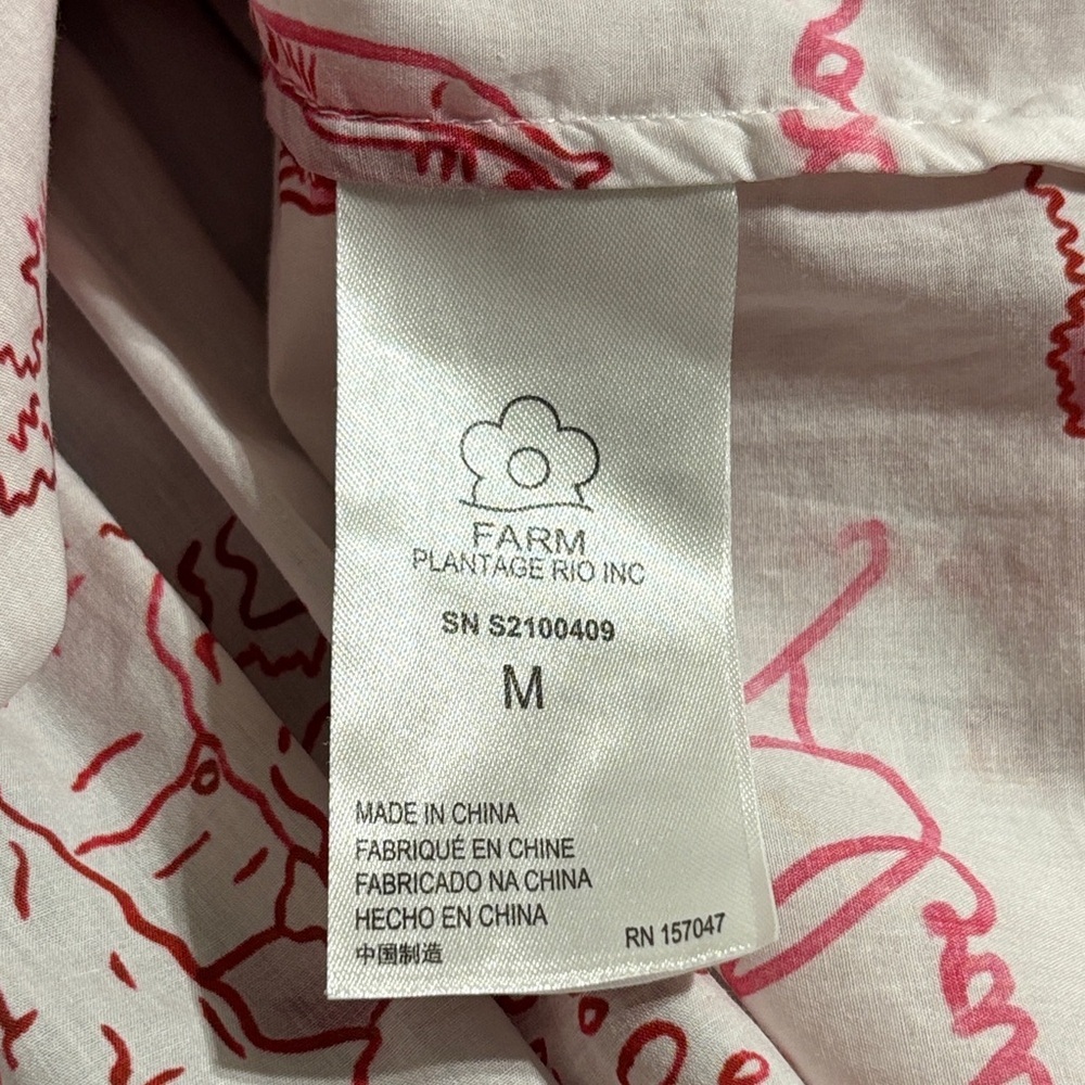 FARM Rio Nossa Lingua Blouse M Red Toile Boho Luxe Statement Top - Picture 5 of 5